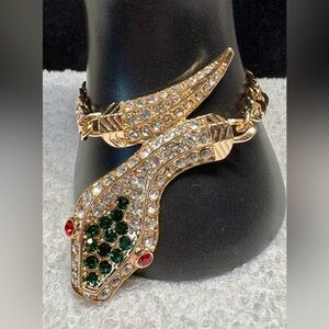 🐍Large Elegant Gold and rhinestone SNAKE/cuff Women's Bracelet